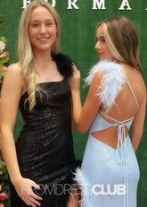 Tobey |Dress For Prom Black Mermaid Sequins With Charming Sheath One Shoulder Feather - Price #price_variant_lowest# - Black - PromDressClub